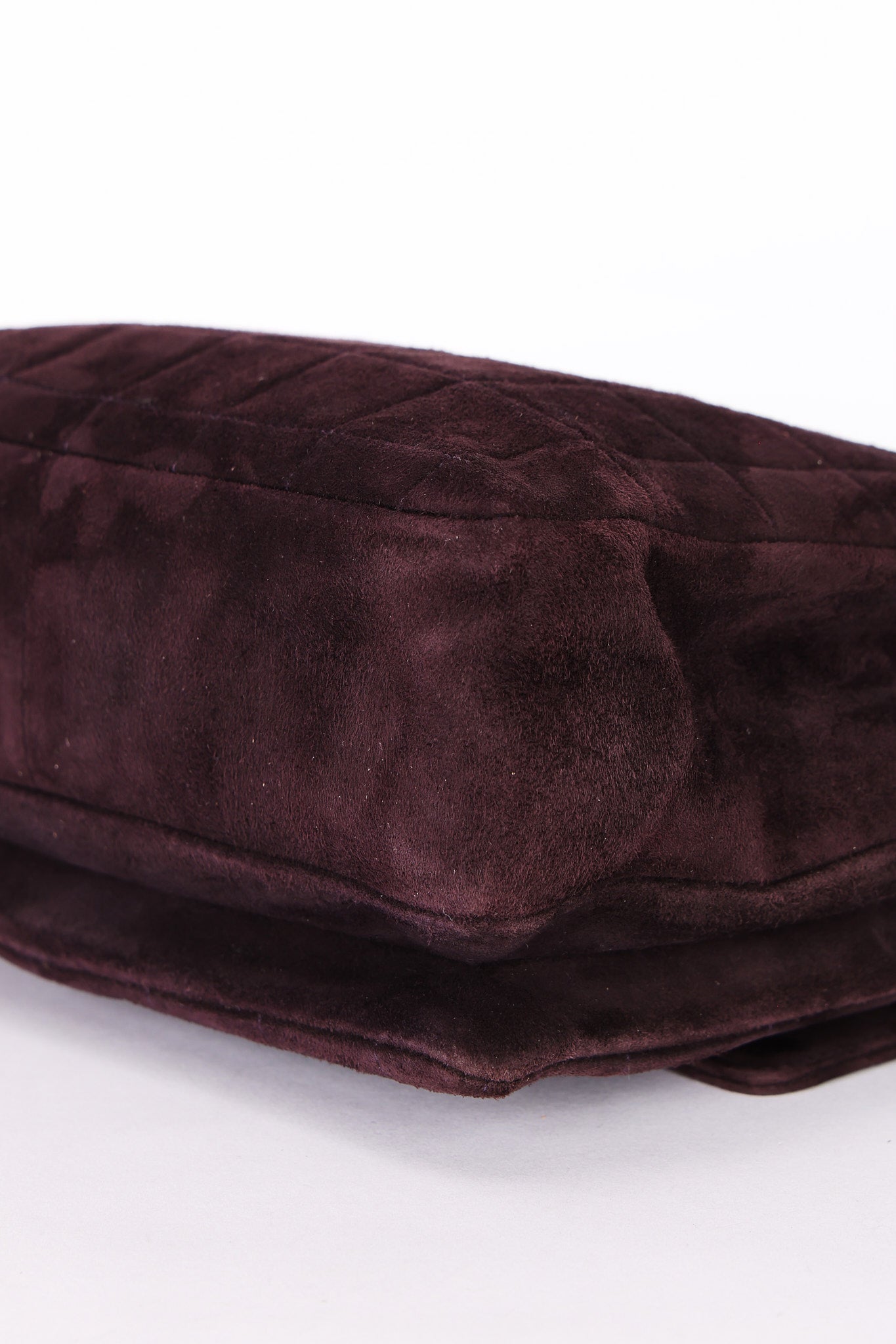 Chanel Mademoiselle Chocolate Bar Shoulder Bag Dark Purple Suede BSHW