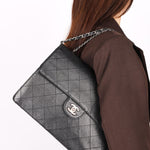 Ultra-Rare Chanel Jumbo Classic Single Flap Sellier Style Black Caviar 1997 SHW