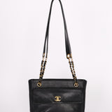 Chanel Turnlock Front Pocket Shoulder Bag Black Caviar 24K GP