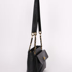 Chanel Turnlock Front Pocket Shoulder Bag Black Caviar 24K GP