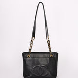 Chanel Turnlock Front Pocket Shoulder Bag Black Caviar 24K GP