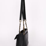 Chanel Turnlock Front Pocket Shoulder Bag Black Caviar 24K GP