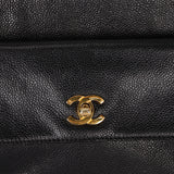 Chanel Turnlock Front Pocket Shoulder Bag Black Caviar 24K GP