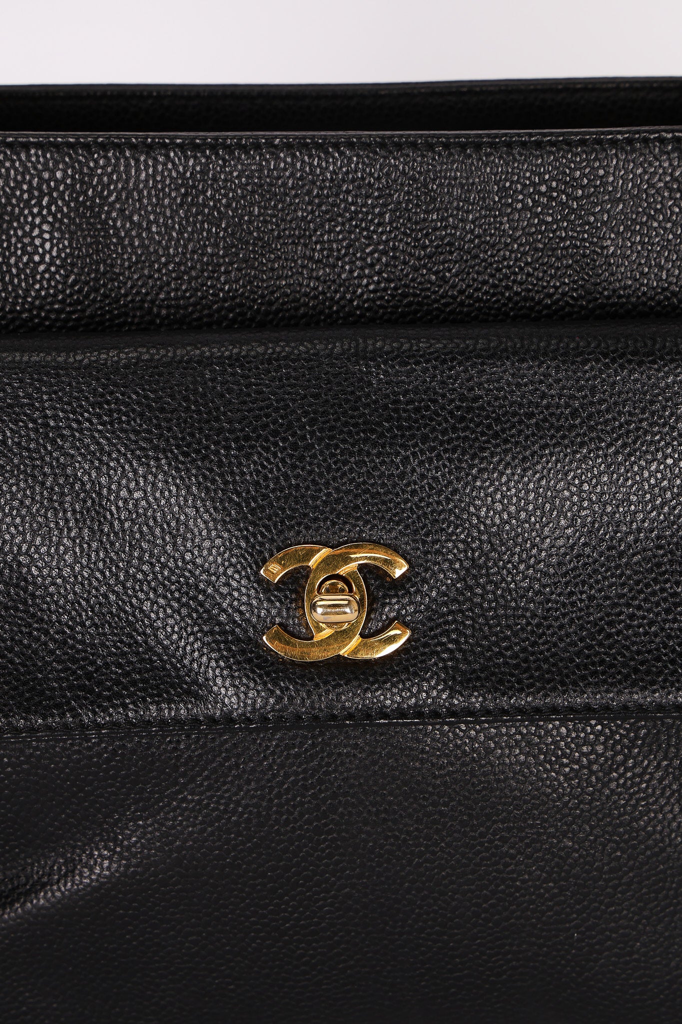 Chanel Turnlock Front Pocket Shoulder Bag Black Caviar 24K GP