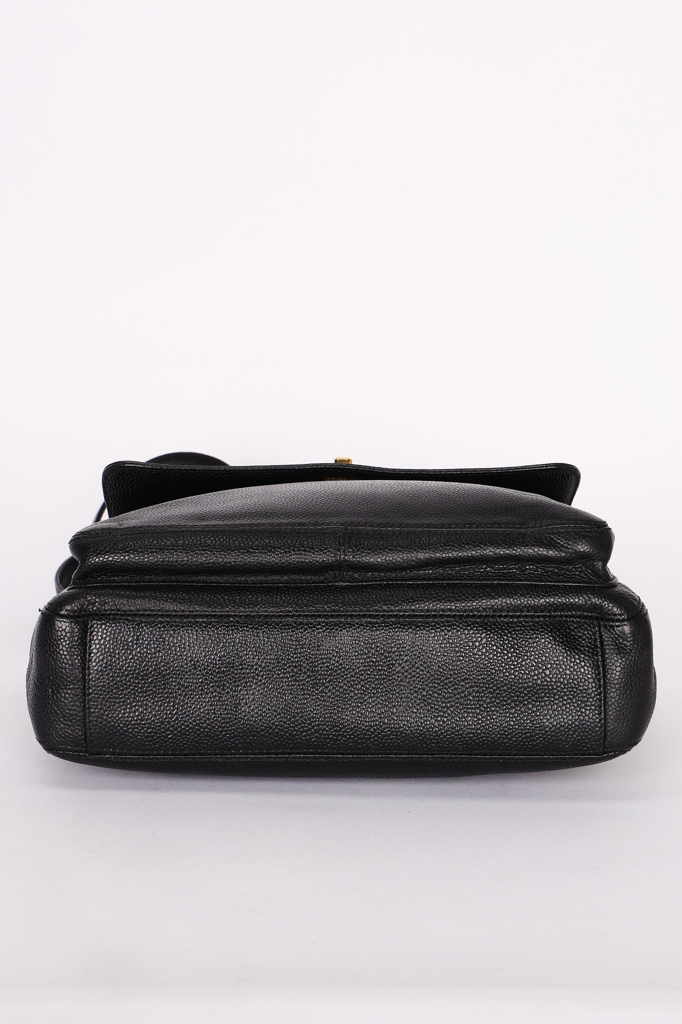 Chanel Turnlock Front Pocket Shoulder Bag Black Caviar 24K GP