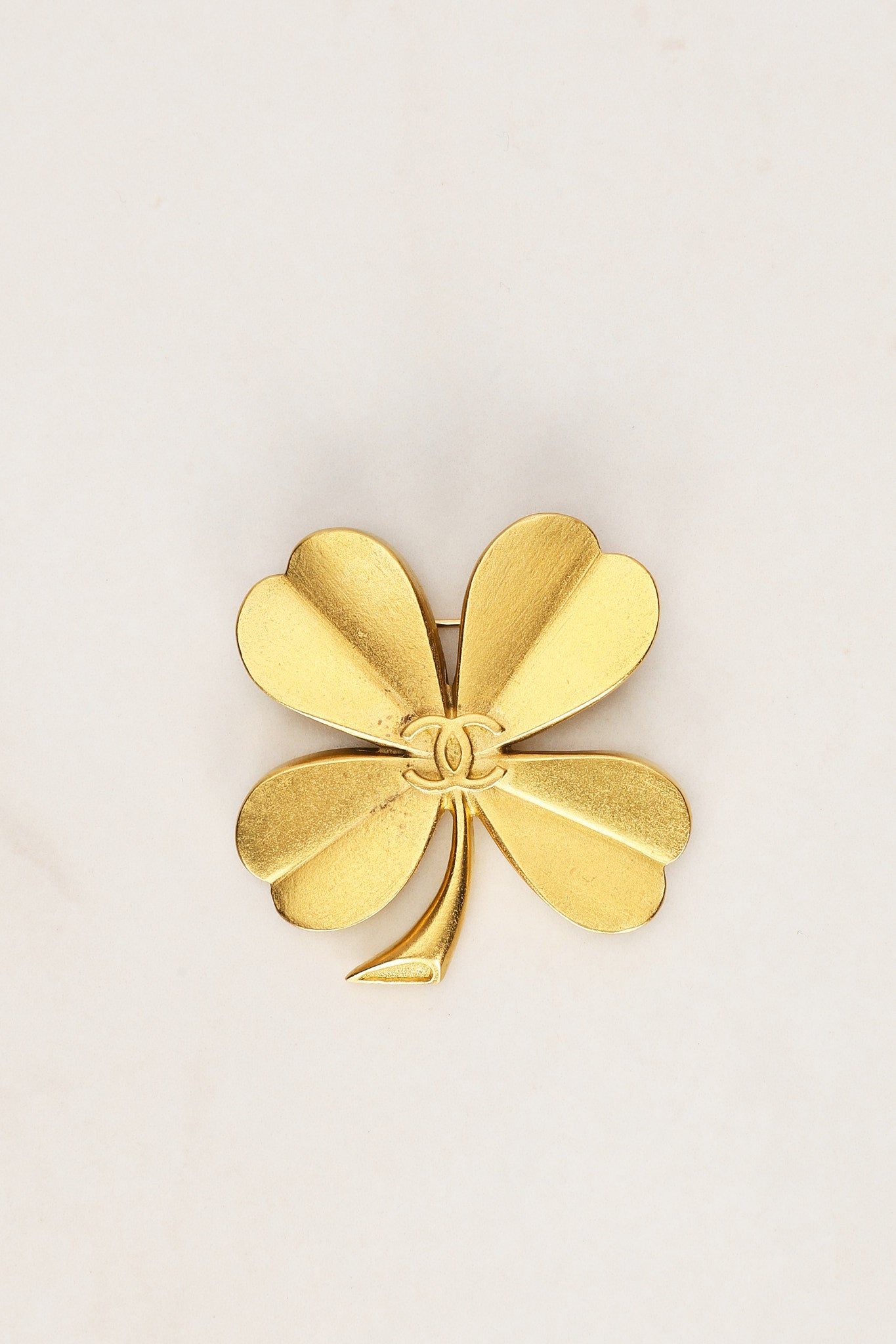 Chanel 1995 CC Four Leaf Clover Brooch 24K GP