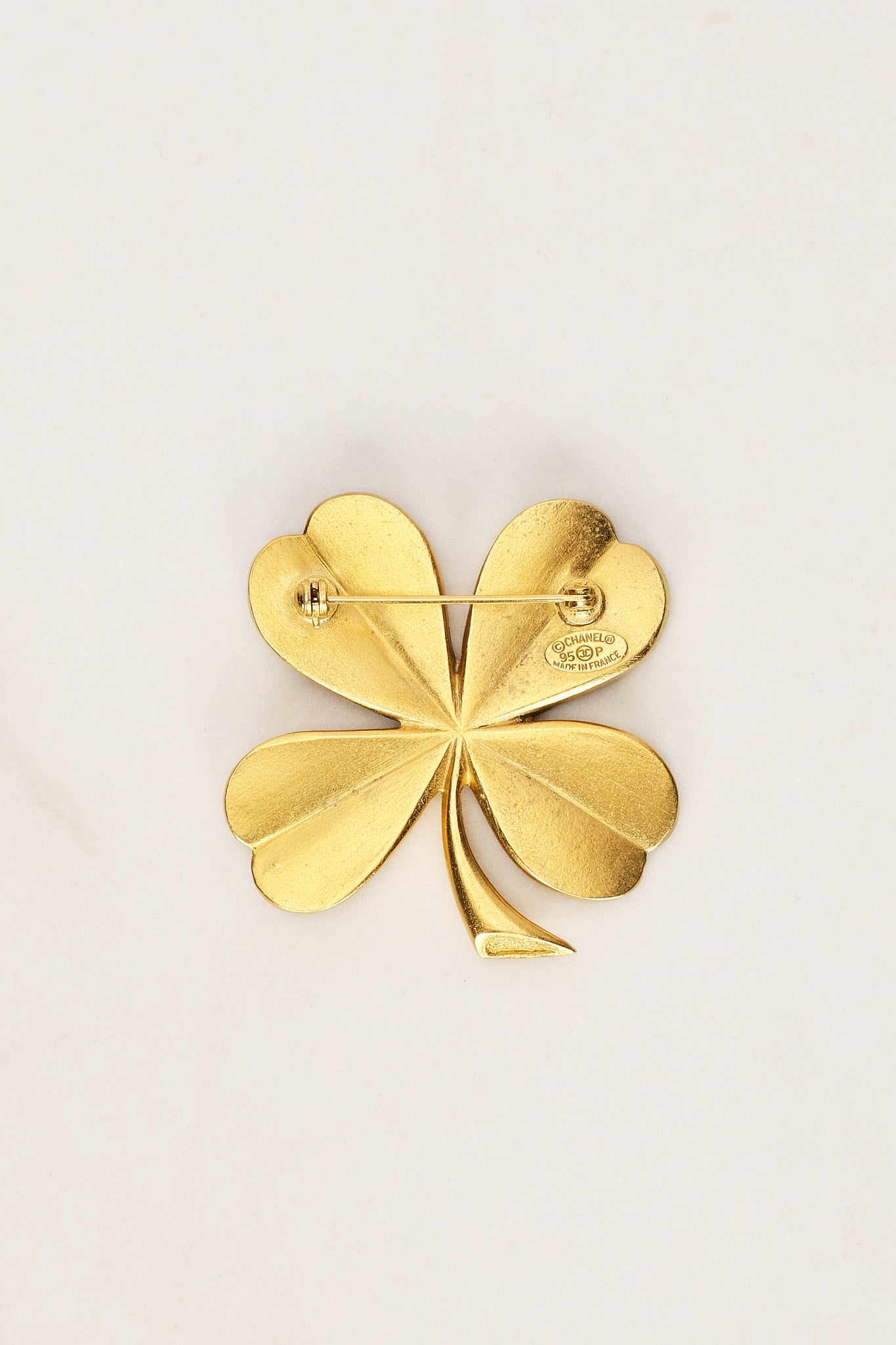 Chanel 1995 CC Four Leaf Clover Brooch 24K GP