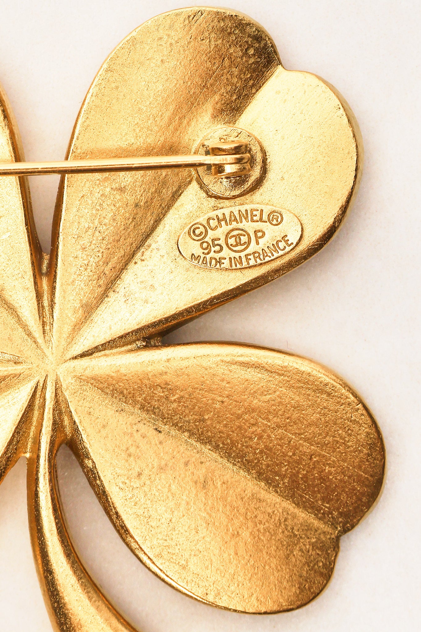 Chanel 1995 CC Four Leaf Clover Brooch 24K GP