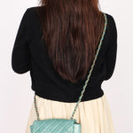 Chanel Precious Jewels Mini Square Flap Metallic Teal BGHW