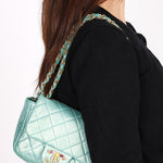Chanel Precious Jewels Mini Square Flap Metallic Teal BGHW
