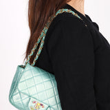 Chanel Precious Jewels Mini Square Flap Metallic Teal BGHW
