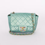 Chanel Precious Jewels Mini Square Flap Metallic Teal BGHW