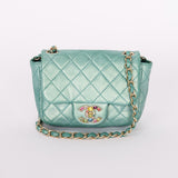 Chanel Precious Jewels Mini Square Flap Metallic Teal BGHW