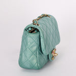 Chanel Precious Jewels Mini Square Flap Metallic Teal BGHW