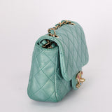 Chanel Precious Jewels Mini Square Flap Metallic Teal BGHW