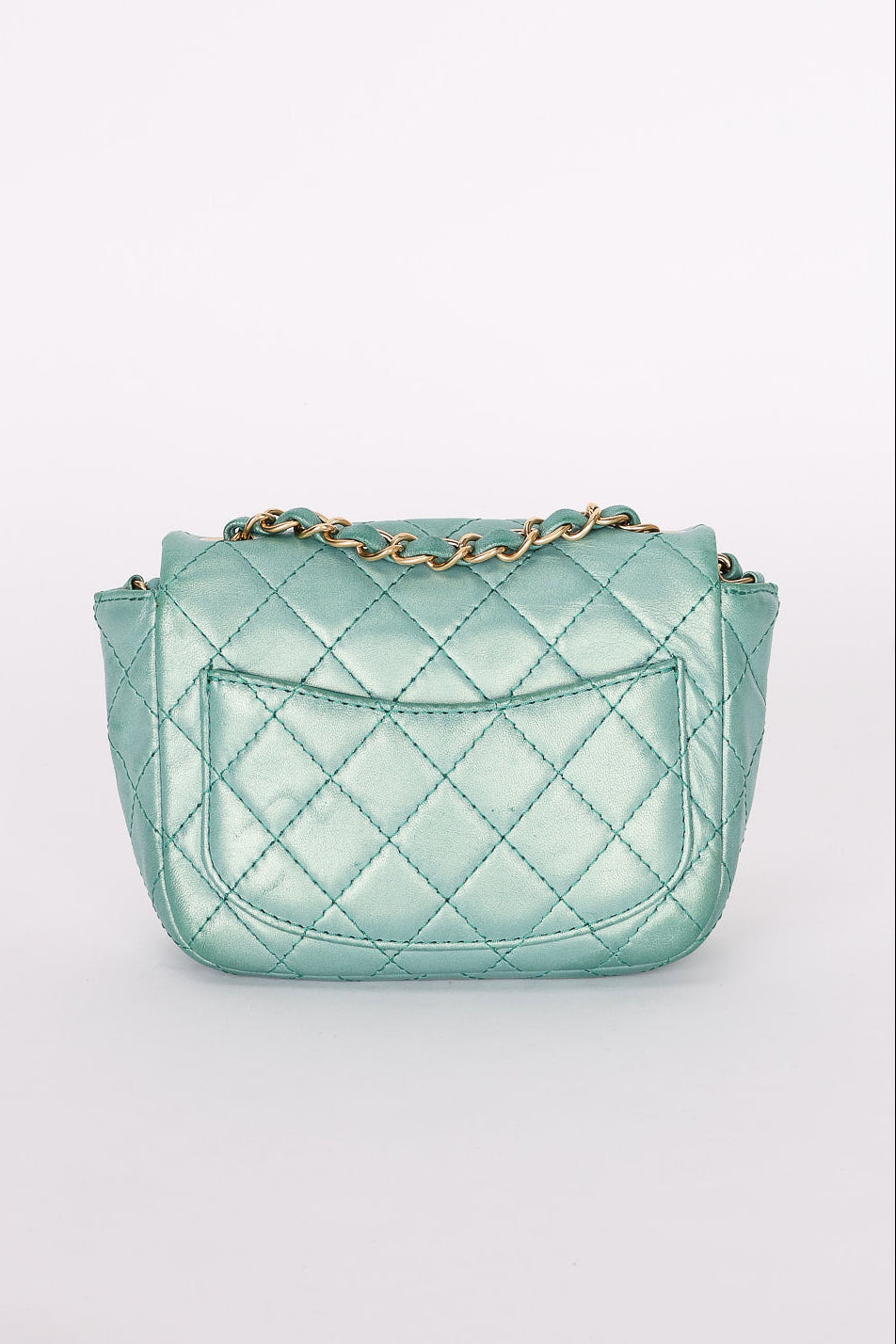 Chanel Precious Jewels Mini Square Flap Metallic Teal BGHW
