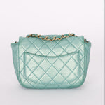 Chanel Precious Jewels Mini Square Flap Metallic Teal BGHW