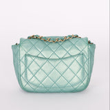 Chanel Precious Jewels Mini Square Flap Metallic Teal BGHW