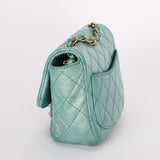 Chanel Precious Jewels Mini Square Flap Metallic Teal BGHW