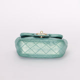Chanel Precious Jewels Mini Square Flap Metallic Teal BGHW