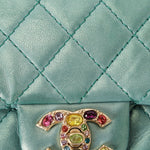 Chanel Precious Jewels Mini Square Flap Metallic Teal BGHW