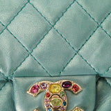 Chanel Precious Jewels Mini Square Flap Metallic Teal BGHW