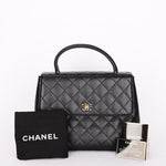 Chanel Kelly Top Handle Bag Black Caviar 24K GP