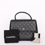 Chanel Kelly Top Handle Bag Black Caviar 24K GP