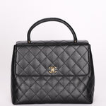 Chanel Kelly Top Handle Bag Black Caviar 24K GP