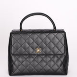 Chanel Kelly Top Handle Bag Black Caviar 24K GP