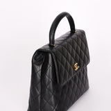 Chanel Kelly Top Handle Bag Black Caviar 24K GP