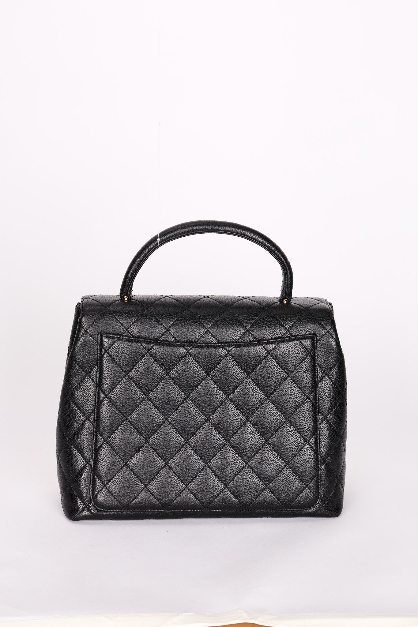 Chanel Kelly Top Handle Bag Black Caviar 24K GP