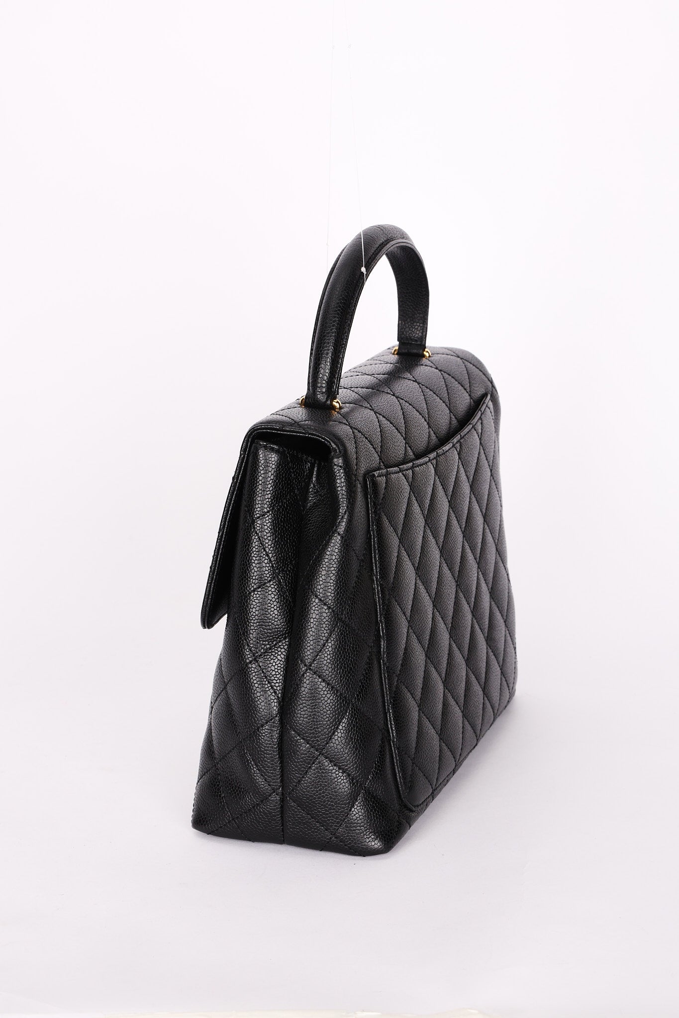 Chanel Kelly Top Handle Bag Black Caviar 24K GP