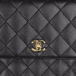 Chanel Kelly Top Handle Bag Black Caviar 24K GP