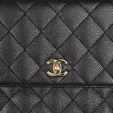 Chanel Kelly Top Handle Bag Black Caviar 24K GP