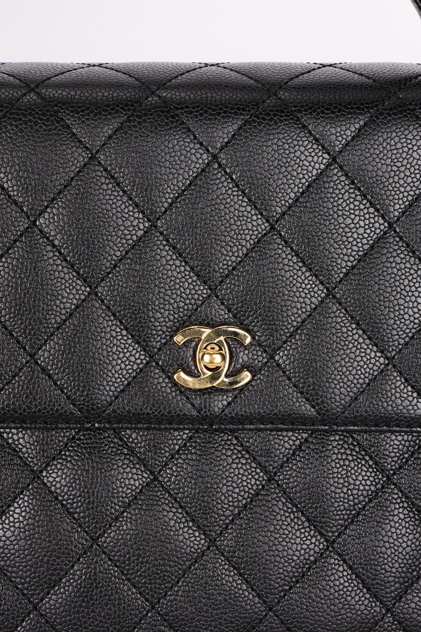 Chanel Kelly Top Handle Bag Black Caviar 24K GP
