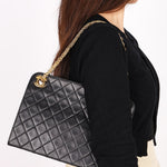 Chanel Matelasse Chain Shoulder Bag Black Lambskin 24K GP