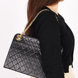 Chanel Matelasse Chain Shoulder Bag Black Lambskin 24K GP
