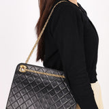 Chanel Matelasse Chain Shoulder Bag Black Lambskin 24K GP