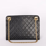 Chanel Matelasse Chain Shoulder Bag Black Lambskin 24K GP