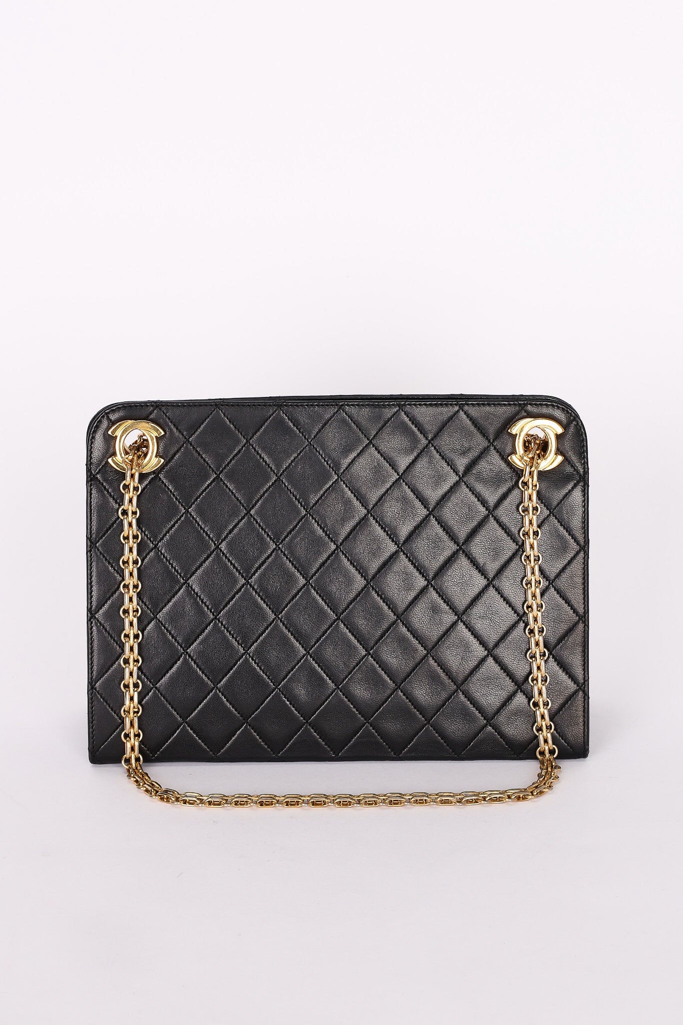 Chanel Matelasse Chain Shoulder Bag Black Lambskin 24K GP