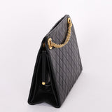 Chanel Matelasse Chain Shoulder Bag Black Lambskin 24K GP