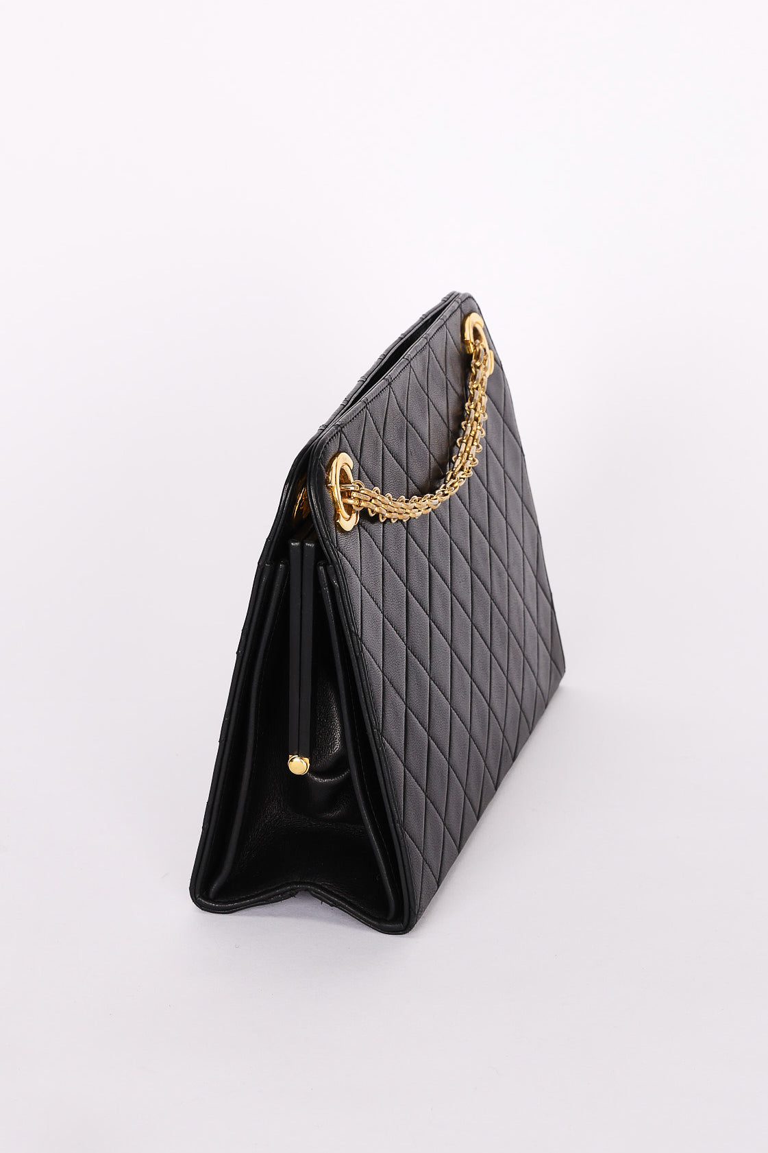 Chanel Matelasse Chain Shoulder Bag Black Lambskin 24K GP
