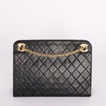 Chanel Matelasse Chain Shoulder Bag Black Lambskin 24K GP