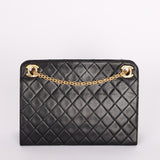 Chanel Matelasse Chain Shoulder Bag Black Lambskin 24K GP
