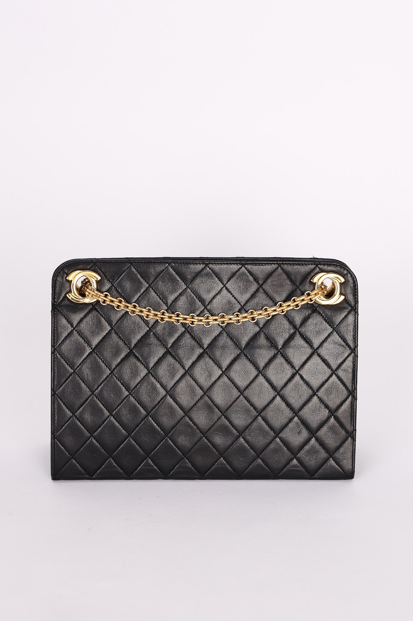 Chanel Matelasse Chain Shoulder Bag Black Lambskin 24K GP