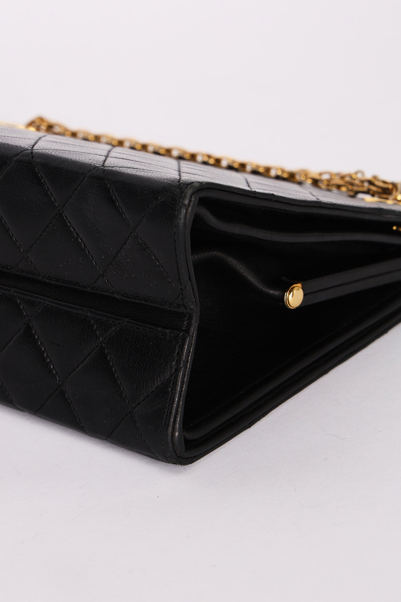 Chanel Matelasse Chain Shoulder Bag Black Lambskin 24K GP