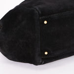 Chanel Accordion Flap Shoulder Bag Black Suede AGHW