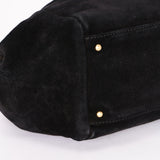 Chanel Accordion Flap Shoulder Bag Black Suede AGHW