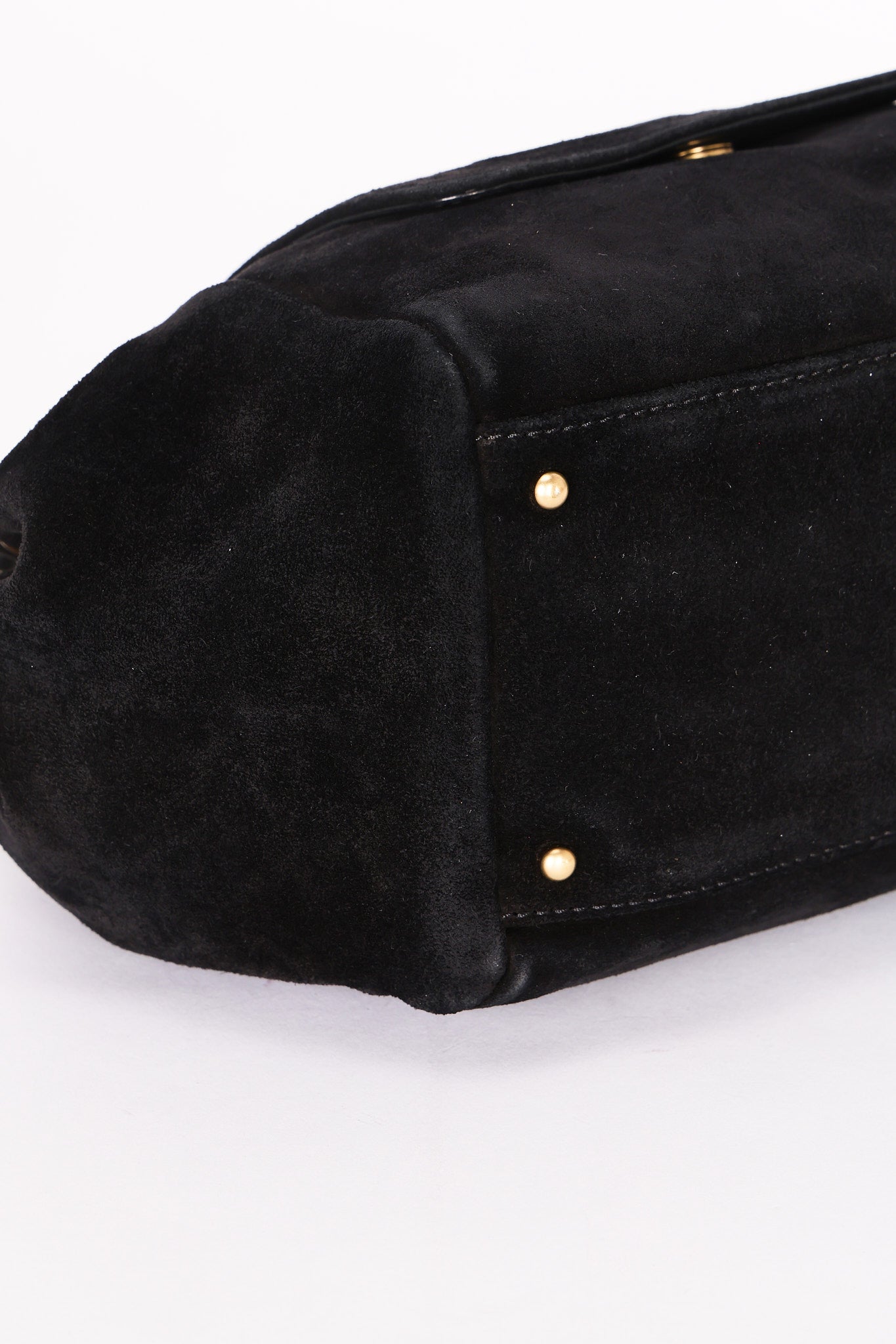 Chanel Accordion Flap Shoulder Bag Black Suede AGHW